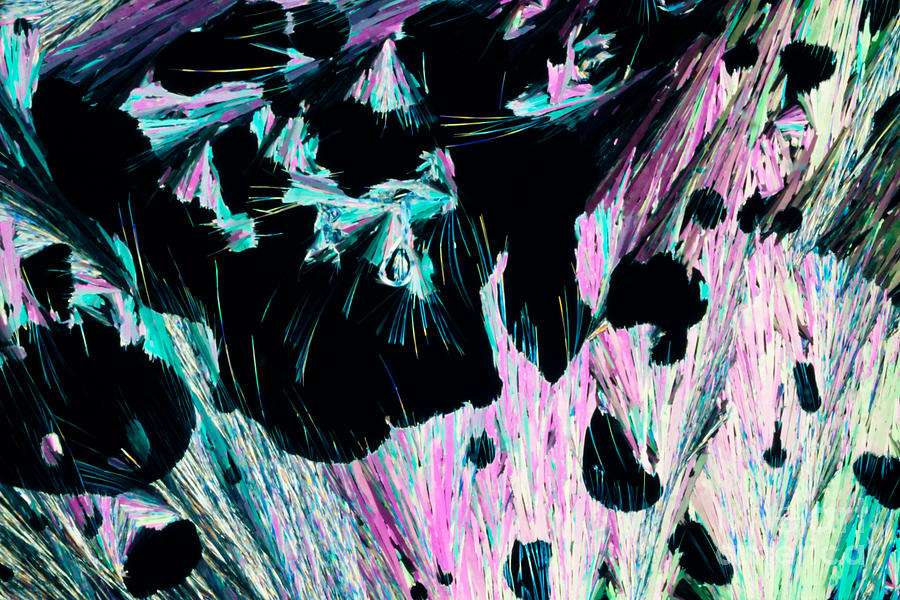 Abstract Photograph - Benzoic acid microcrystal color art by Stephan Pietzko