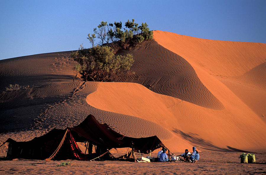 Berber Camp In Sanddunes, Sahara Desert Photograph by Christian Heeb ...