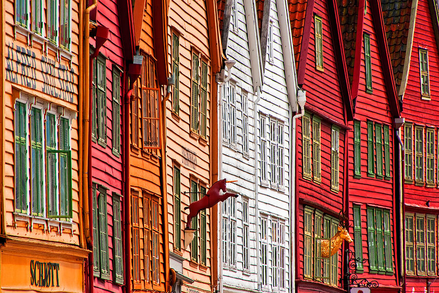 Bergen facades Photograph by Dennis Cox