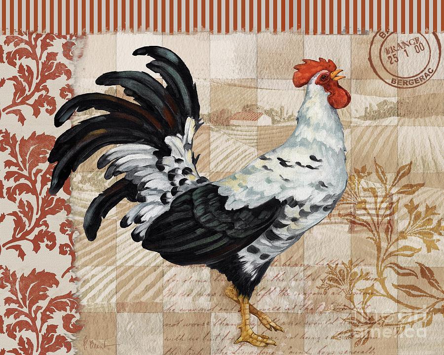 Rooster Painting - Bergerac Rooster 1 Red by Paul Brent