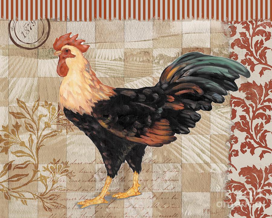 Rooster Painting - Bergerac Rooster 3 Red by Paul Brent