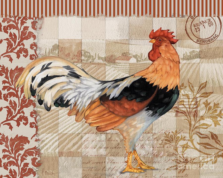 Rooster Painting - Bergerac Rooster 4 Red by Paul Brent