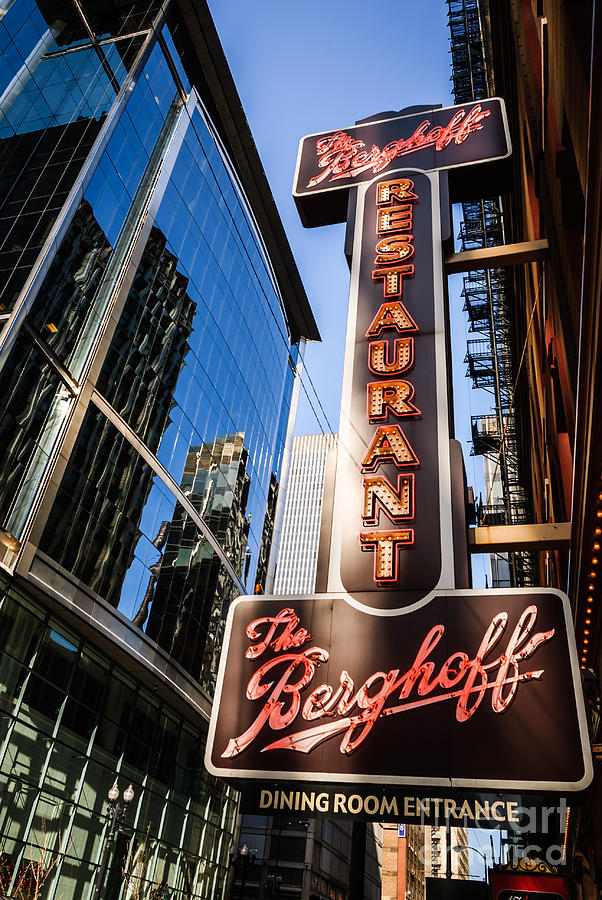 Berghoff Restaurant Sign In Downtown Chicago Photograph