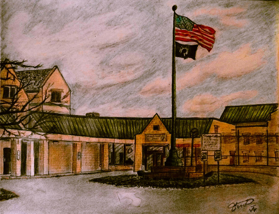 Berks County Drawing - Berks County Jail Main Entrance by Jose A Gonzalez Jr