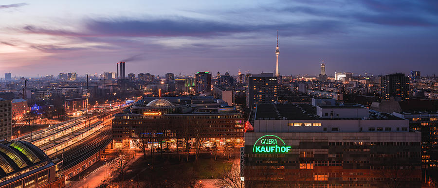 Berlin Pyrography - Berlin - Skyline Ostbahnhof Panorama by Jean Claude Castor Berlin Pyrography - Berlin - Skyline Ostbahnhof Panorama by Jean Claude Castor