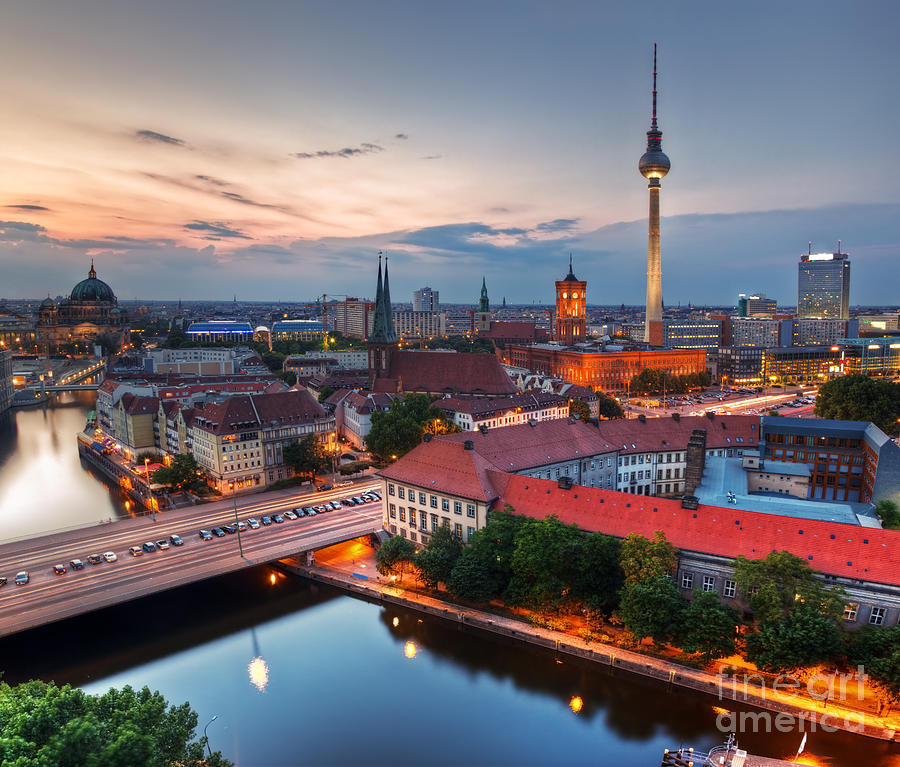 Berlin Germany major landmarks at sunset Photograph by Michal Bednarek