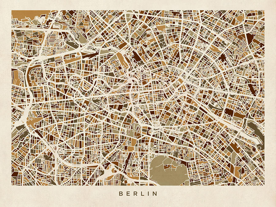 Berlin Digital Art - Berlin Germany Street Map by Michael Tompsett