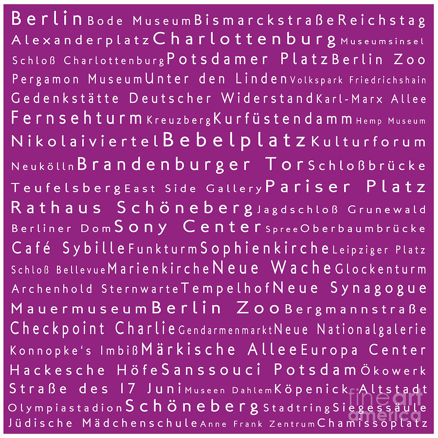 Berlin in Words Pink Digital Art by Sabine Jacobs