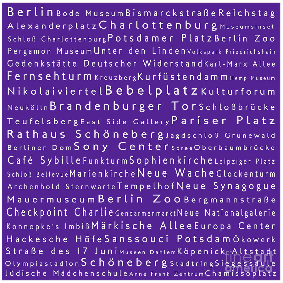 Berlin in Words Purple Digital Art by Sabine Jacobs