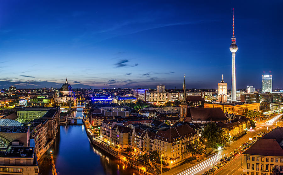 Berlin Skyline at Blue Hour 1 Photograph by Jean Claude Castor - Fine ...