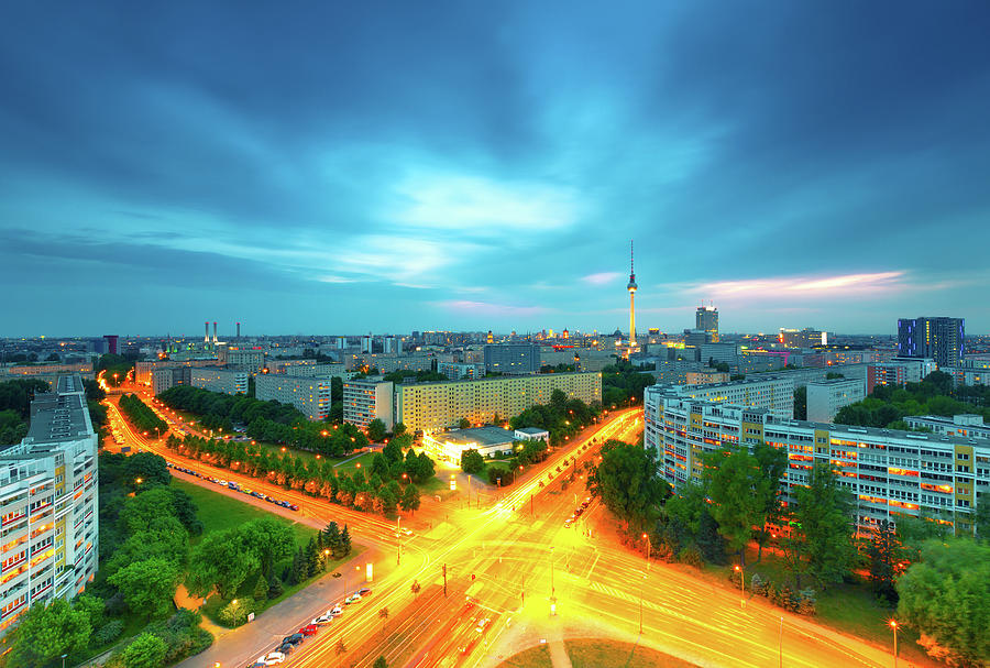 Berlin Skyline Cityscape With Traffic Photograph by Matthias Makarinus