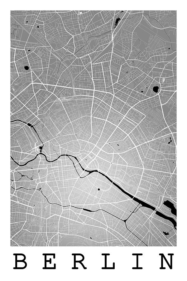 Berlin Street Map - Berlin Germany Road Map Art On Colored Backg ...