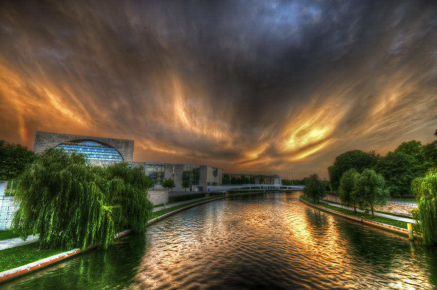 Architecture Digital Art - Berlin sunset by Nathan Wright