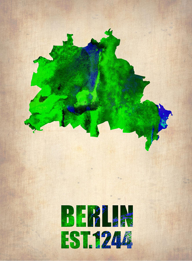 Berlin Painting - Berlin Watercolor Map by Naxart Studio