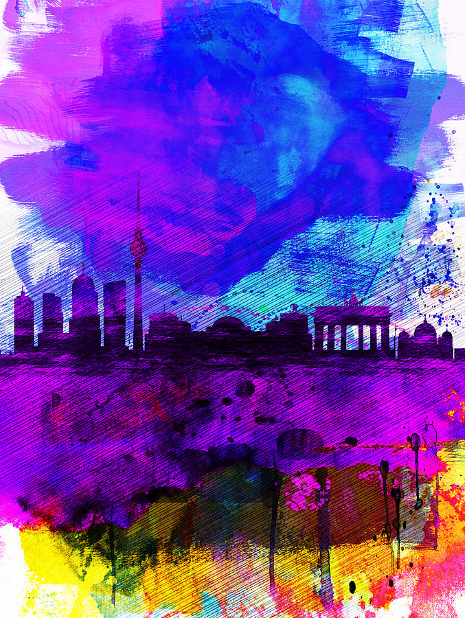 Berlin Painting - Berlin Watercolor Skyline by Naxart Studio