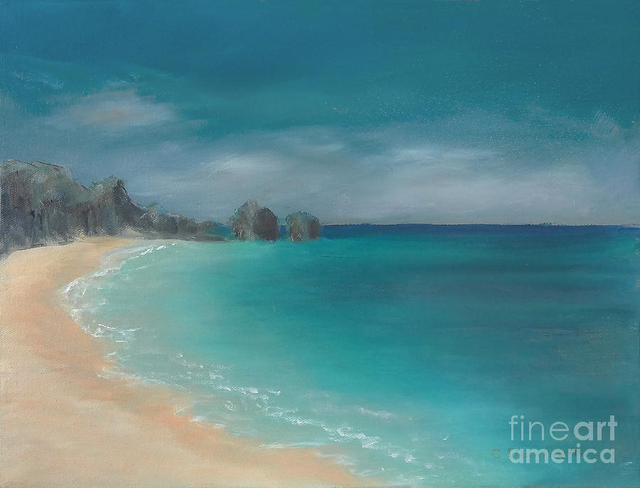 Bermuda beach morning Painting by Carol DENMARK