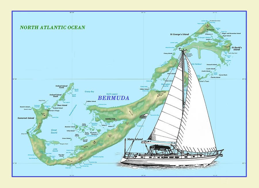Bermuda Triangle Chart Art Drawing by Jack Pumphrey