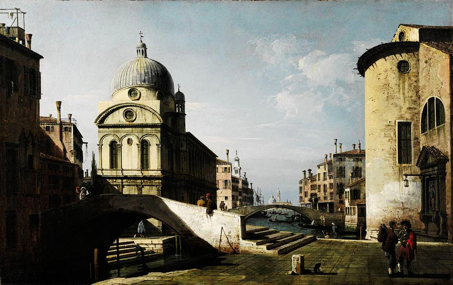 Bernardo Bellotto Venezianisches Capriccio Mit Ansicht Von Santa Maria Dei Miracoli Painting