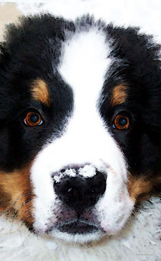 Bernese Mountain Dog - Baby Its Cold Outside Painting by Sharon Cummings