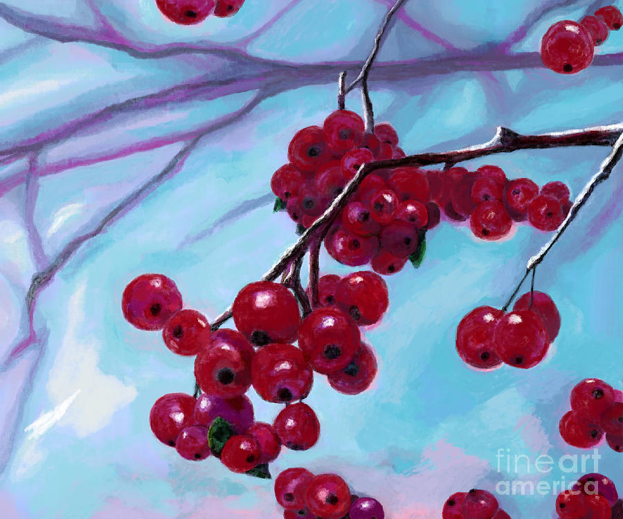 Berries in Winter Painting by Jackie Case