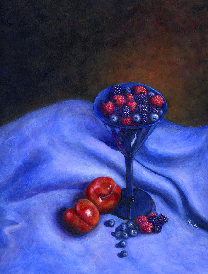 Berries N Blue Painting by Gay Pautz