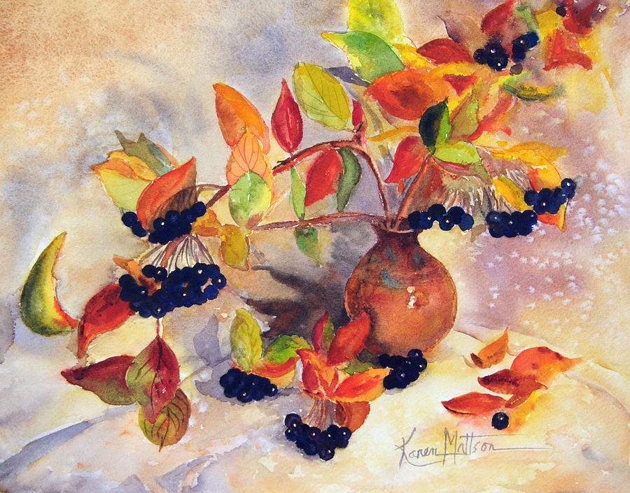 Still Life Painting - Berry Harvest Still Life by Karen Mattson