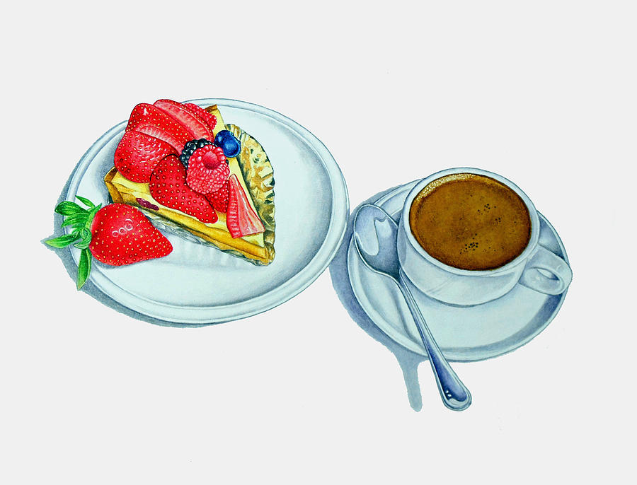 Berry Tart and Espresso Painting by Joel Carlson