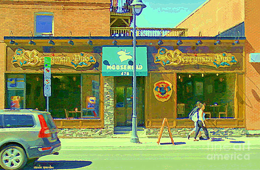 Berryman Pub The Glebe Sport Bar Burger Joint Old Ottawa Pub Scene Storefront Cafe Painting Cspandau Painting by Carole Spandau