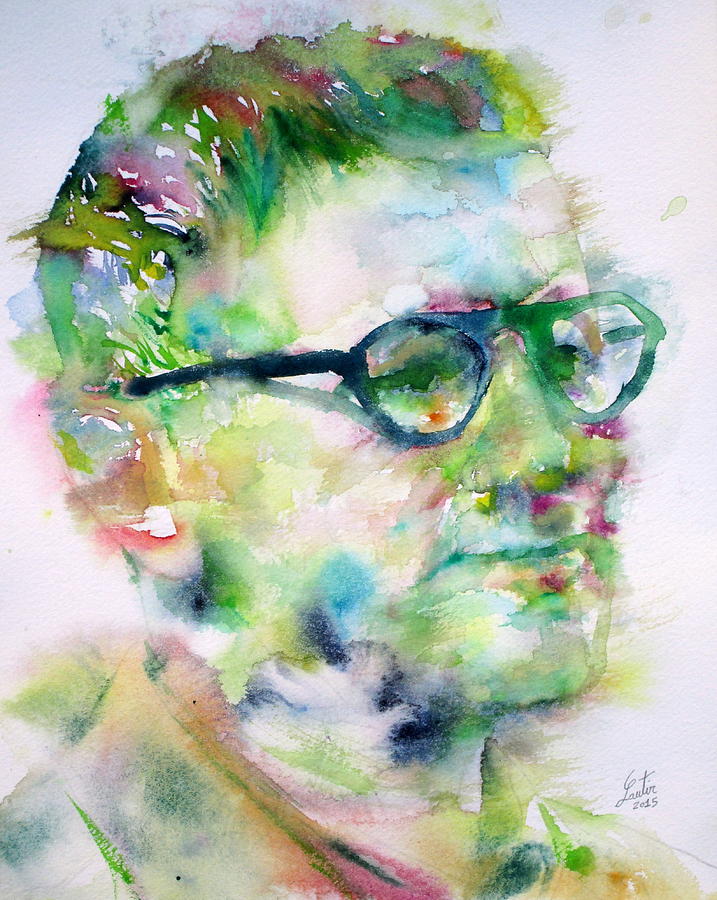BERTOLT BRECHT - watercolor portrait Painting by Fabrizio Cassetta