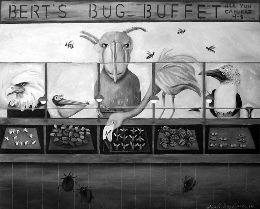 Berts Bug Buffet bw Painting by Leah Saulnier The Painting Maniac