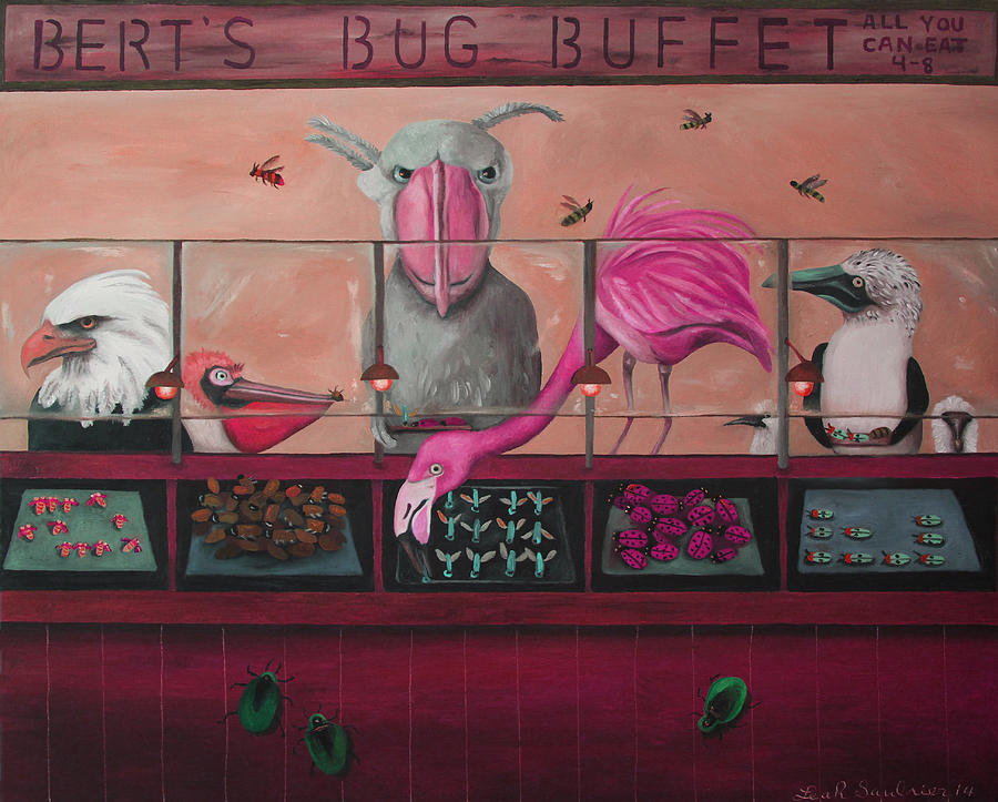 Berts Bug Buffet edit 2 Painting by Leah Saulnier The Painting Maniac