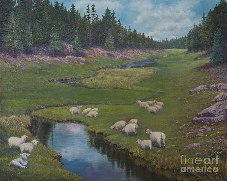 Sheep Painting - Beside Still Waters by Irene Leach