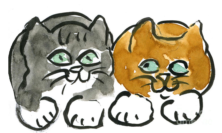 Best Buddies are Two Kitties Painting by Ellen Miffitt