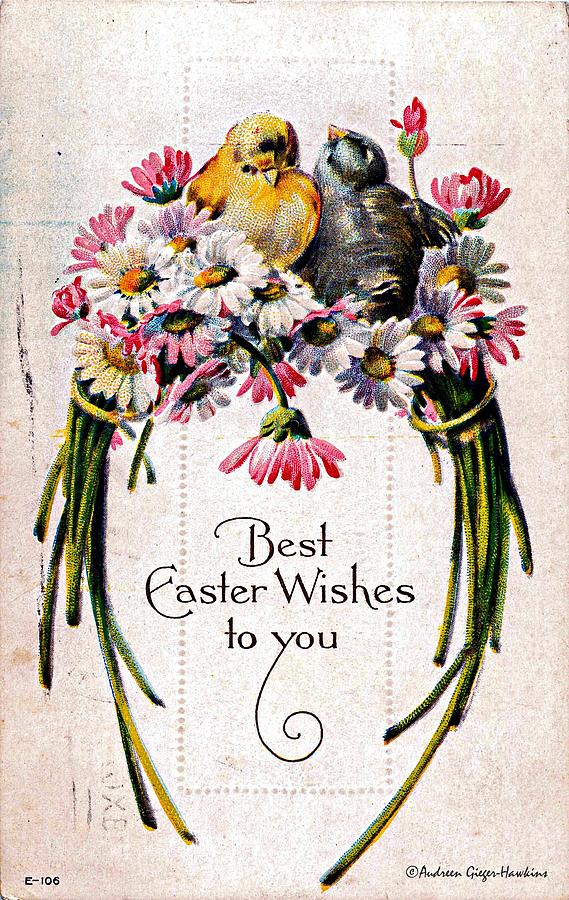 Easter Photograph - Best Easter Wishes to You 1909 Vintage Postcard by Audreen Gieger