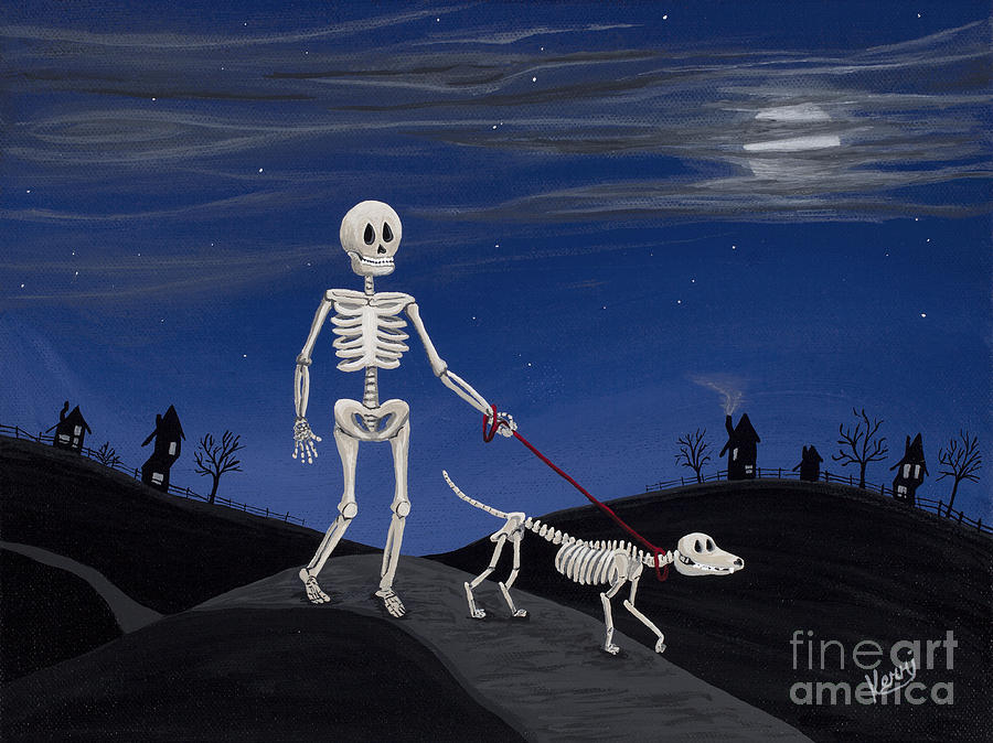 Skeleton Painting - Best Friends Forever by Kerri Sewolt