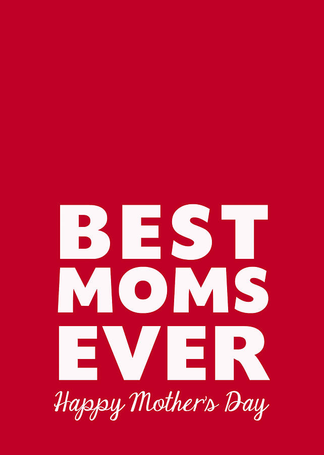 Best Moms Card- Red- Two Moms Mothers Day Card Mixed Media