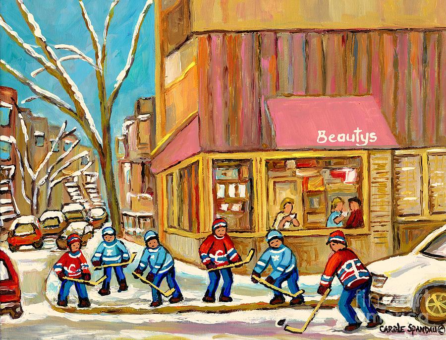 Best Sellers Original Montreal Paintings For Sale Hockey At Beautys By Carole Spandau Painting by Carole Spandau