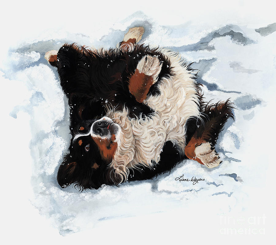 Bernese Mountain Dog  Painting - BEST Snow Angel by Liane Weyers