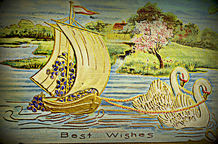 Best Wishes Antique Postcard Photograph by Ally  White