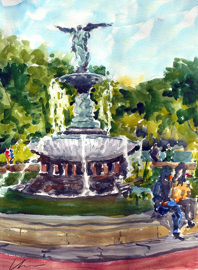 Bethesda Fountain, Central Park, New York City watercolor - Heidi