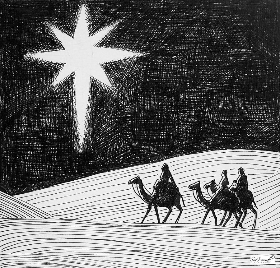 Bethlehem Star Drawing by Sue Pownall