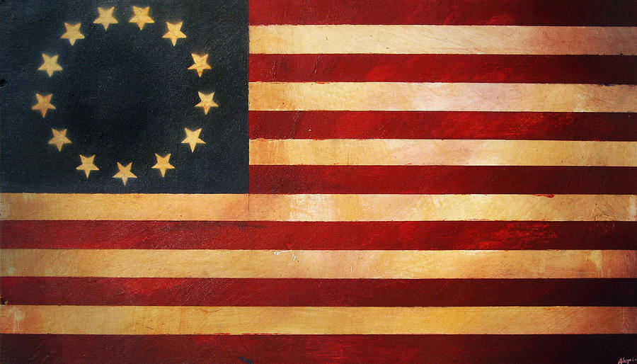 Vintage Painting - Betsy Ross Flag by Adam Varga