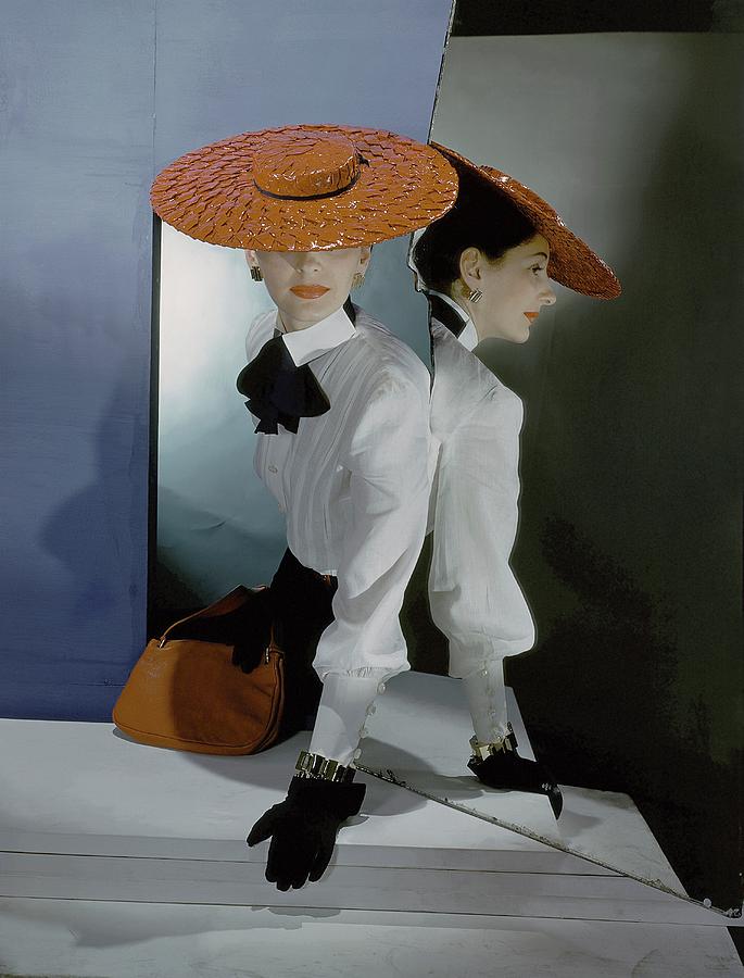 Betty Mclauchlen Wearing A Hat And Blouse Photograph by Horst P. Horst