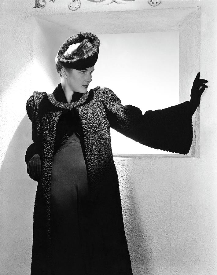 Betty Ribble Wearing A Ben W. Cohen Coat Photograph by Horst P. Horst