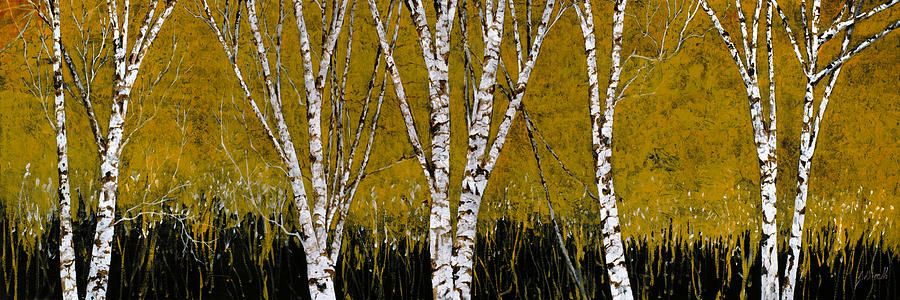 Birches Painting - Betulle A Sfondo Giallo by Guido Borelli