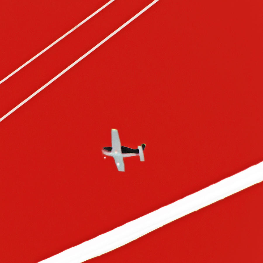 Between The Lines Red Cube Plane Photograph by Tony Grider
