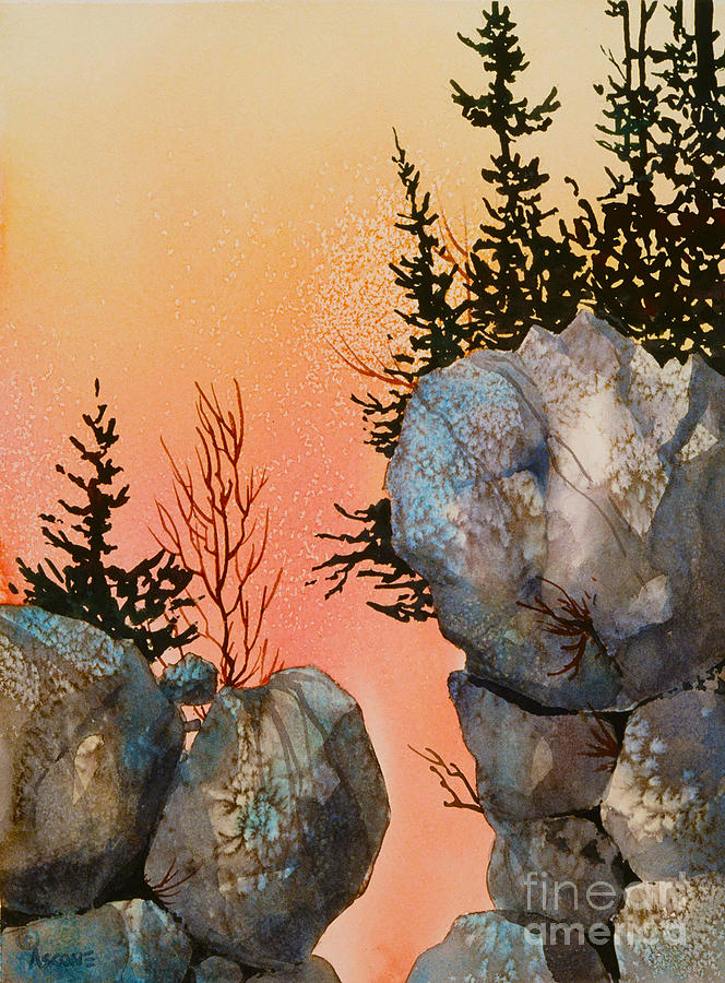 Tree Painting - Between the Rocks by Teresa Ascone