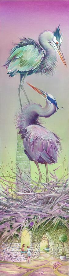 Bird Painting - Between the Worlds by Anna Ewa Miarczynska