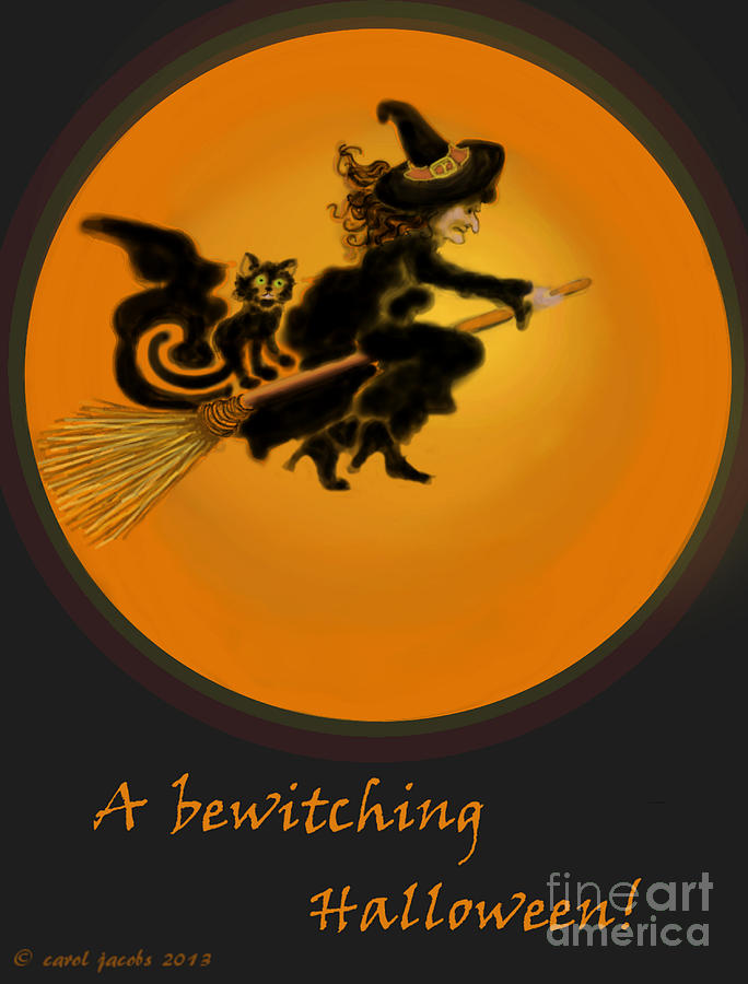Halloween Painting - Betwitched by Carol Jacobs