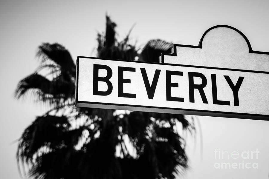 Beverly Hills Photograph - Beverly Boulevard Street Sign in Black an White by Paul Velgos
